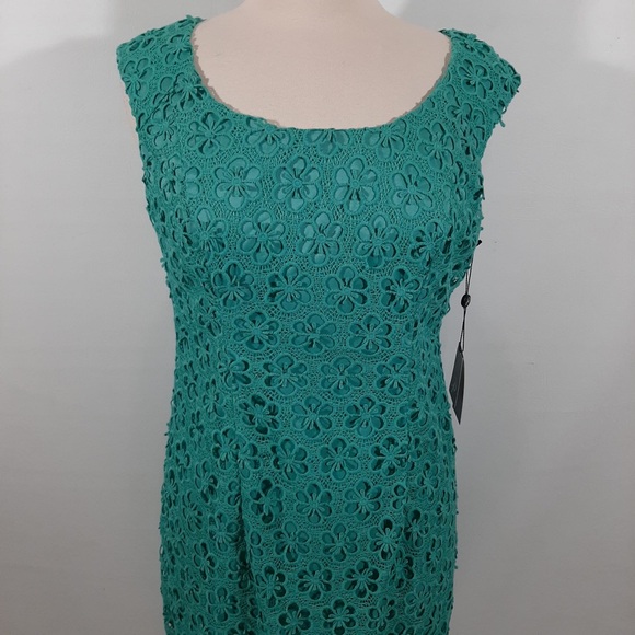 NWT Adriana Papell lace overlay turquoise blue dress 10 - Picture 2 of 15
